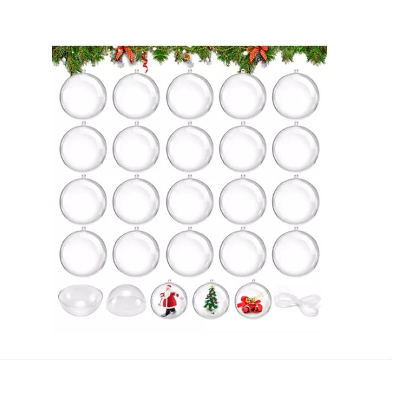 GENERICO - Pack 24 Esferas Acrílico Para Rellenar Decorar Navidad 6cm