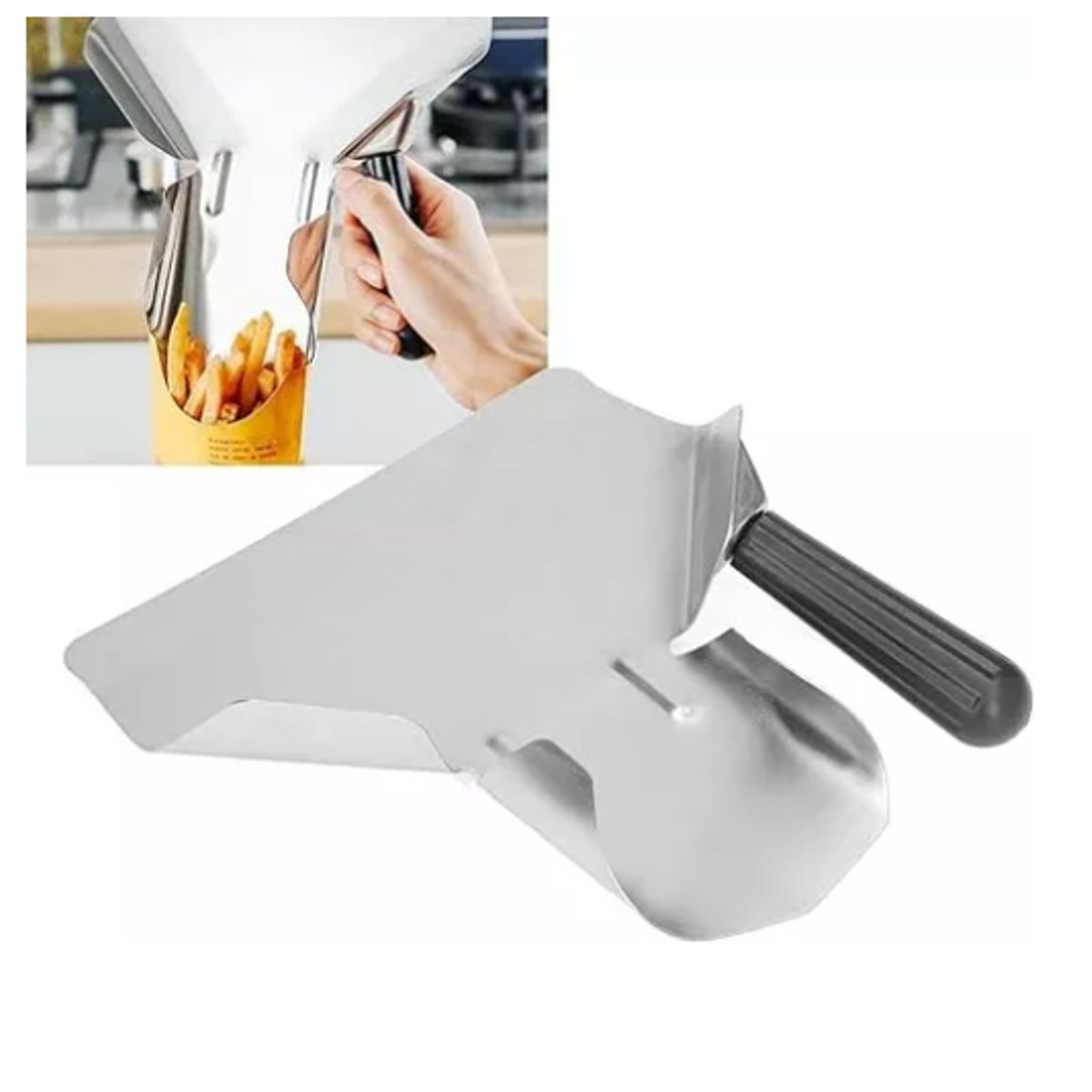 GENERICO - Pala De Acero Inoxidable Para Papas Fritas Con Doble Asa