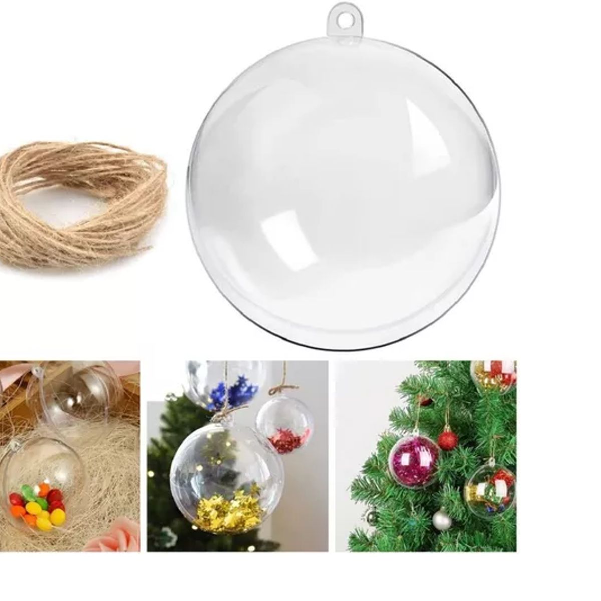 GENERICO - Pack 12 Esferas Acrílico Para Rellenar Y Decorar Navidad 8cm