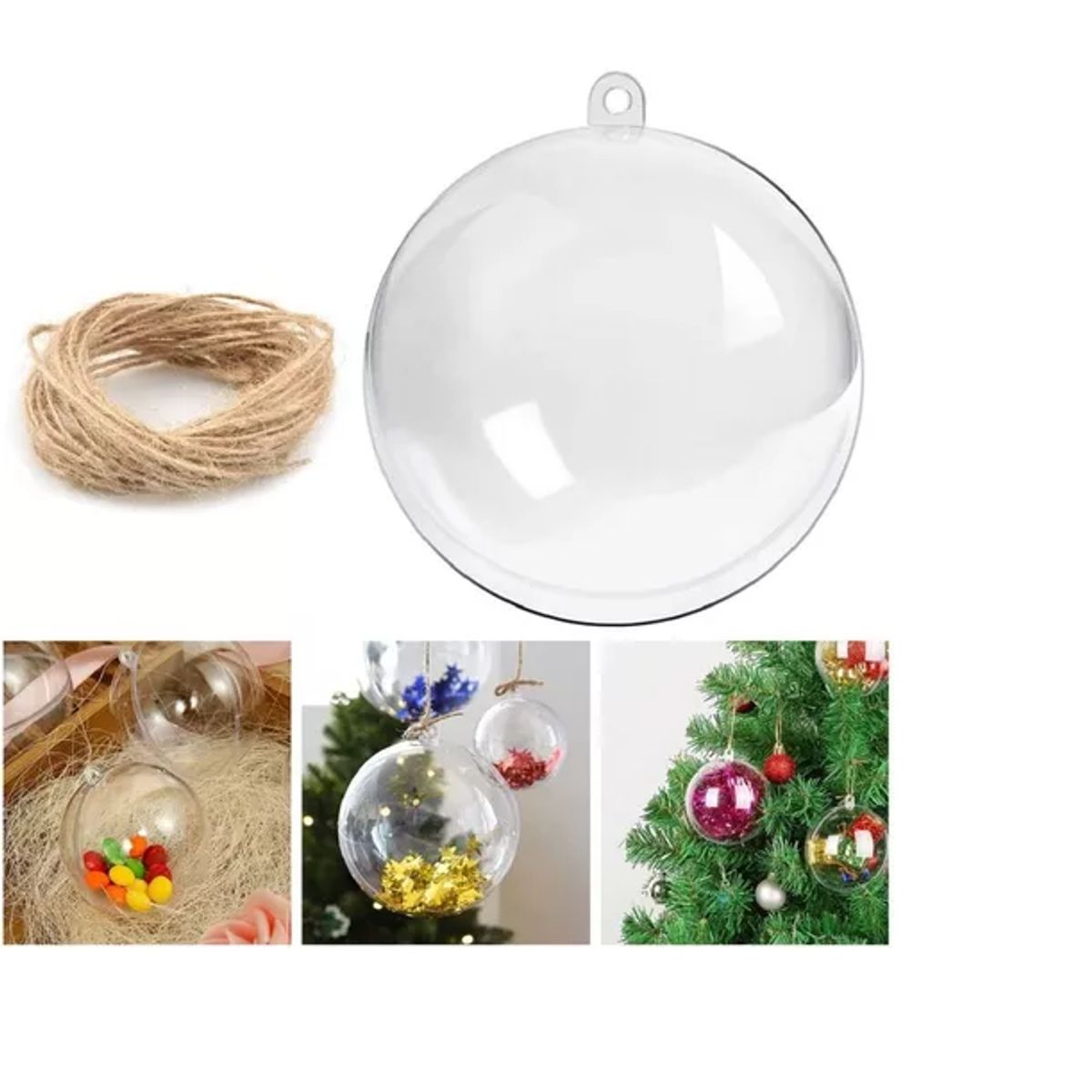 GENERICO - Pack 12 Esferas Acrílico Para Rellenar Y Decorar Navidad 8cm