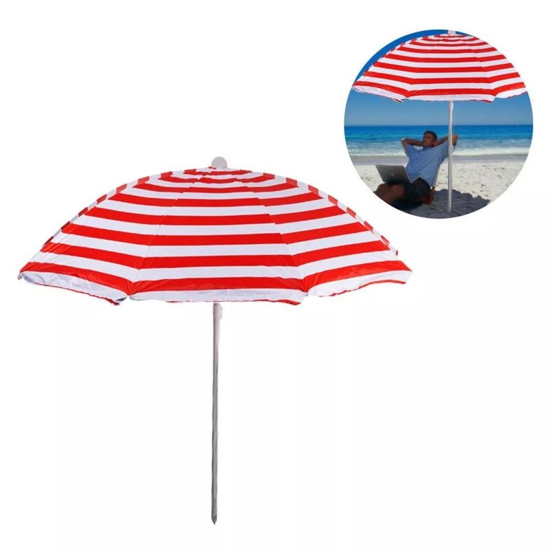 OEM - SOMBRILLA  180 MTS DIAMETRO PLAYA CAMPING DISEÑO RAYAS