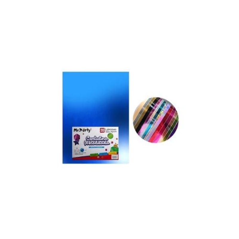 GENERICO - Cartulina Metalizada Azul 50x70cm 20pcs