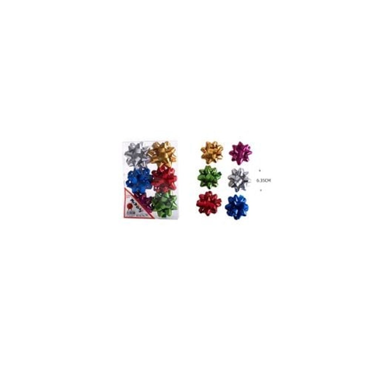 GENERICO - Lazos Estrella Para Regalo Colores Surtidos 6cm 6pcs