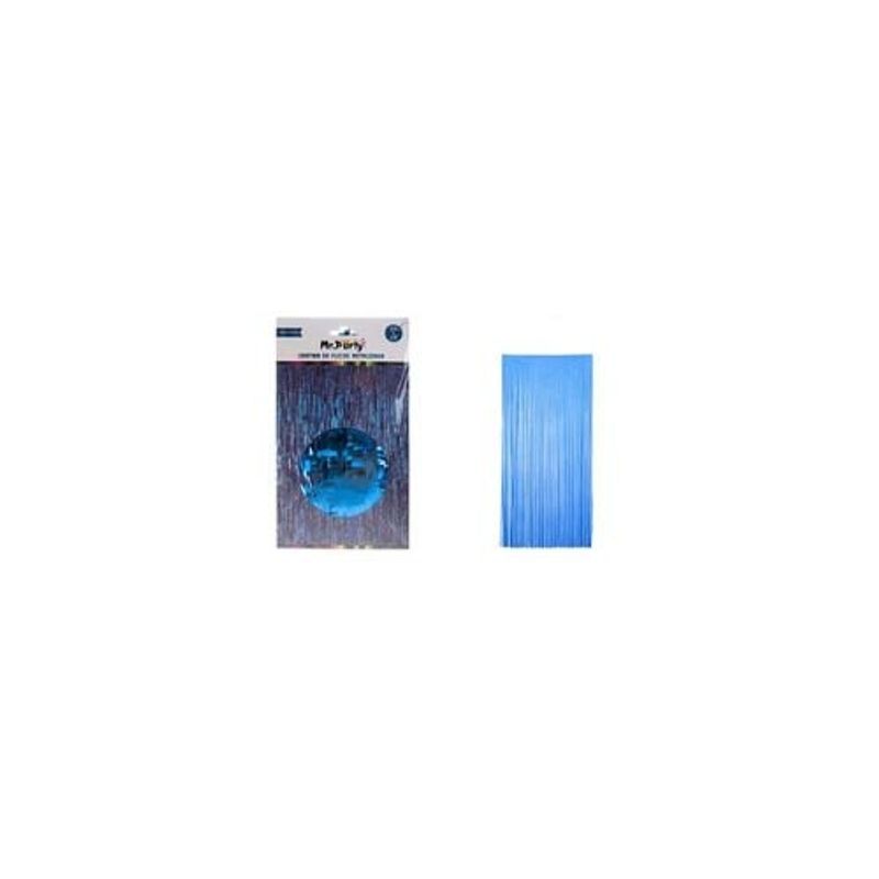 GENERICO - Cortinas Flecos Azul Metalico 1x2m