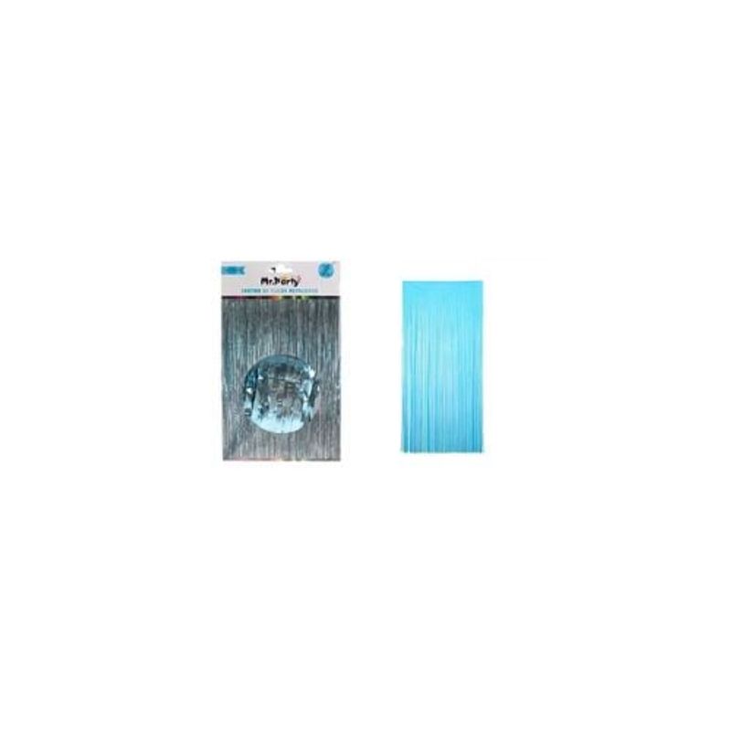 GENERICO - Cortinas Flecos Celeste Metalico 1x2m