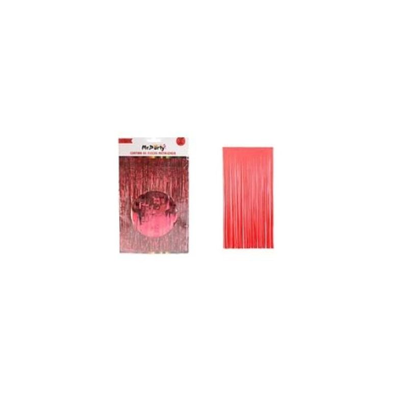 GENERICO - Cortinas Flecos Rojo Metalico 1x2m