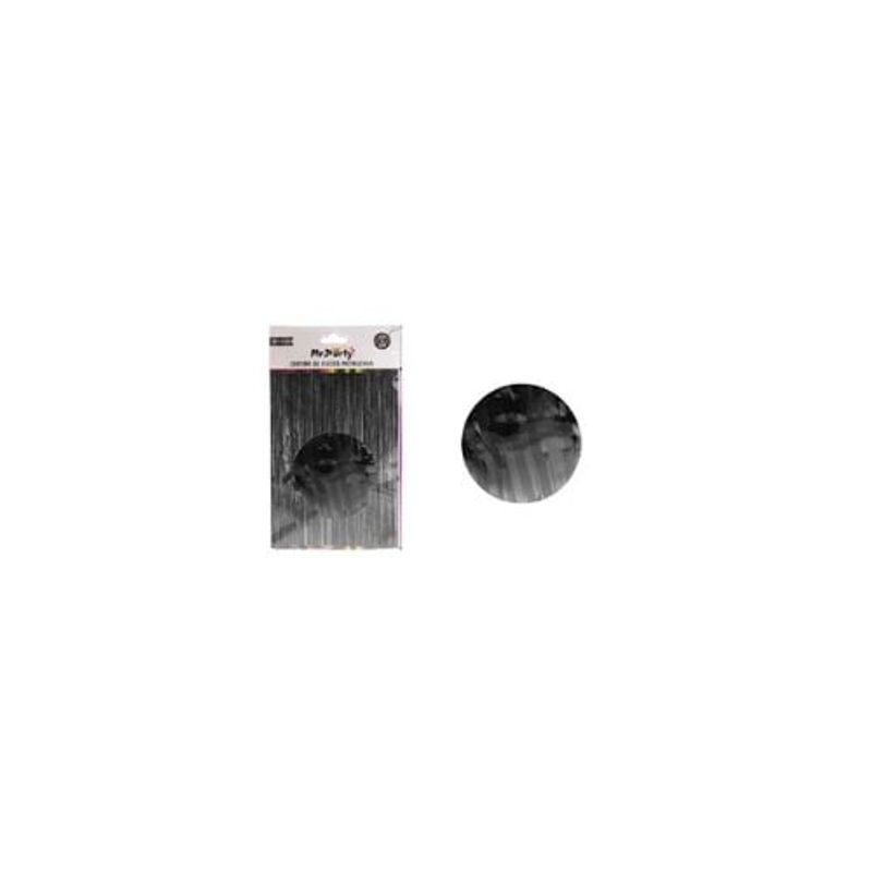 GENERICO - Cortinas Flecos Negro Metalico 1x2m