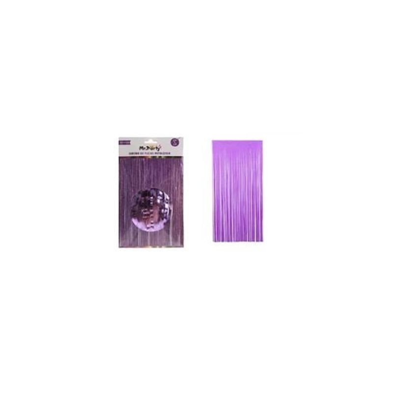 GENERICO - Cortinas Flecos Lila Metalico 1x2m