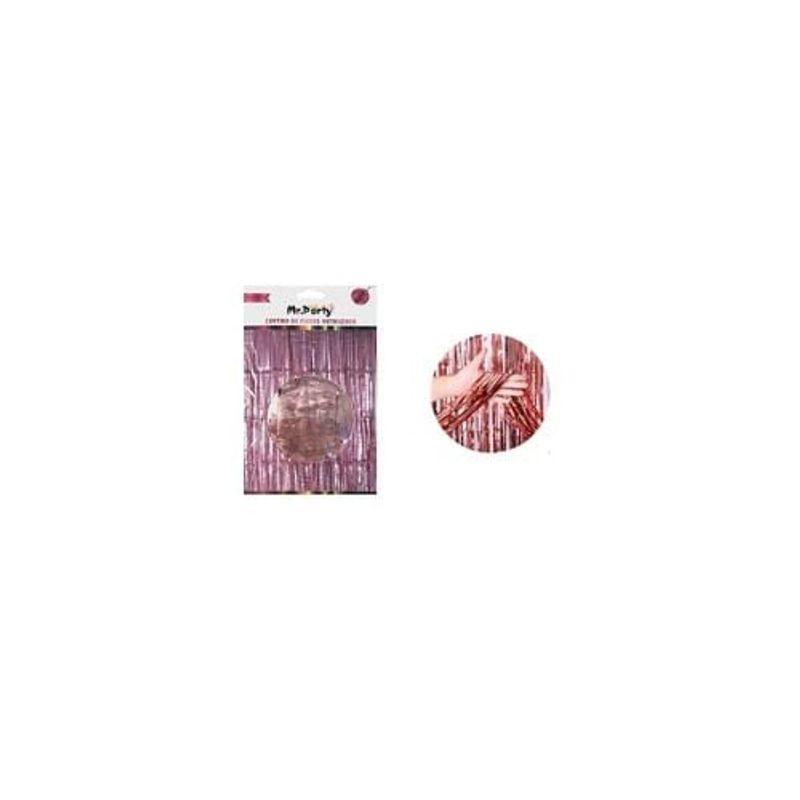 GENERICO - Cortinas Flecos Rosado Metalico Mate 1x2m