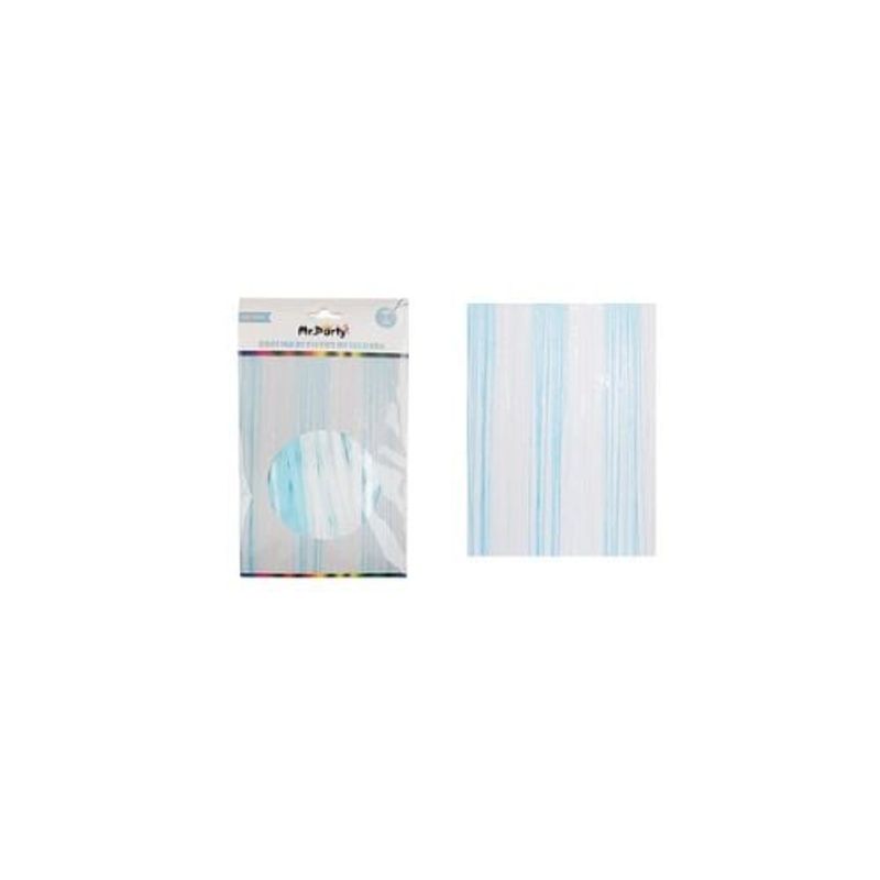 GENERICO - Cortinas Flecos Metalizada Celeste y Blanco 1x2m
