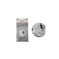 GENERICO - Cortina Flecos Color Plateado Metalico 1x3m
