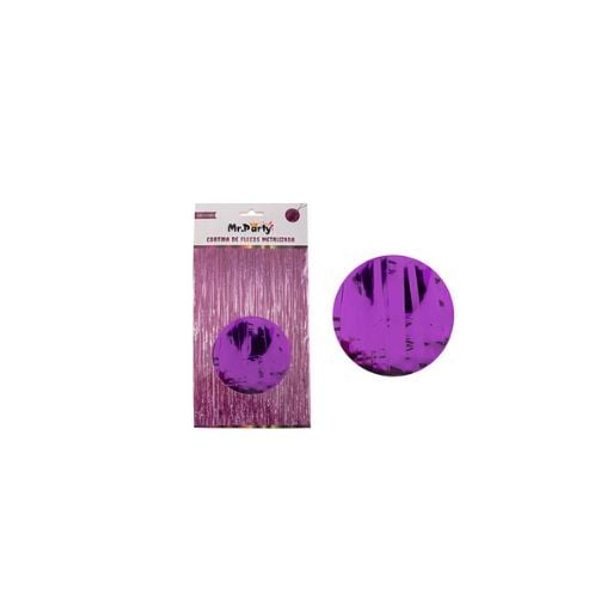 GENERICO - Cortina Flecos Color Morado Metalico 1x3m