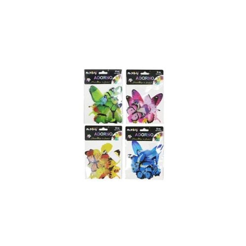 GENERICO - Adorno Fluor Decorativo Mariposa Color Aleatorio 12pcs