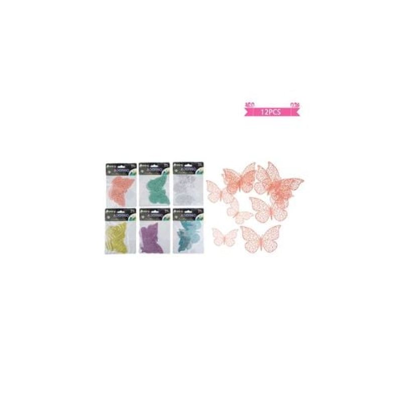 GENERICO - Adorno Decorativo Mariposa Color Aleatorio 12pcs