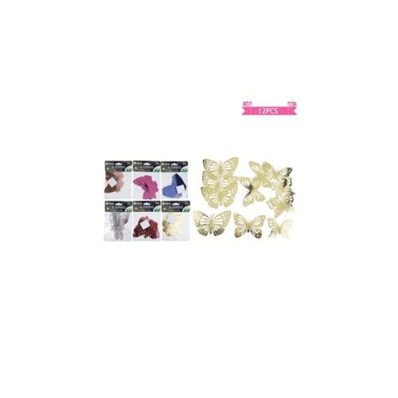 GENERICO - Adorno Decorativo Mariposa Color Aleatorio 12pcs