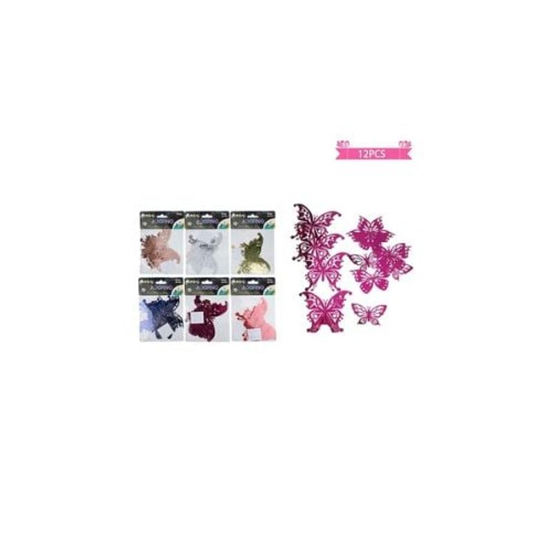 GENERICO - Adorno Decorativo Mariposa Color Aleatorio 12pcs