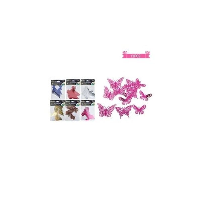 GENERICO - Adorno Decorativo Mariposa Color Aleatorio 12pcs