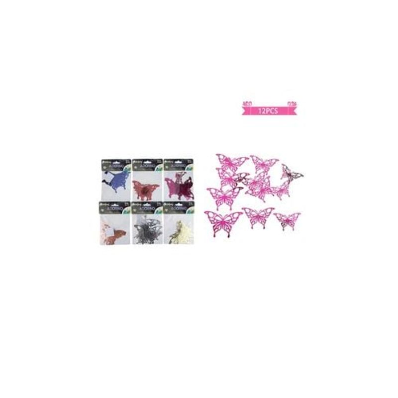 GENERICO - Adorno Decorativo Mariposa Color Aleatorio 12pcs