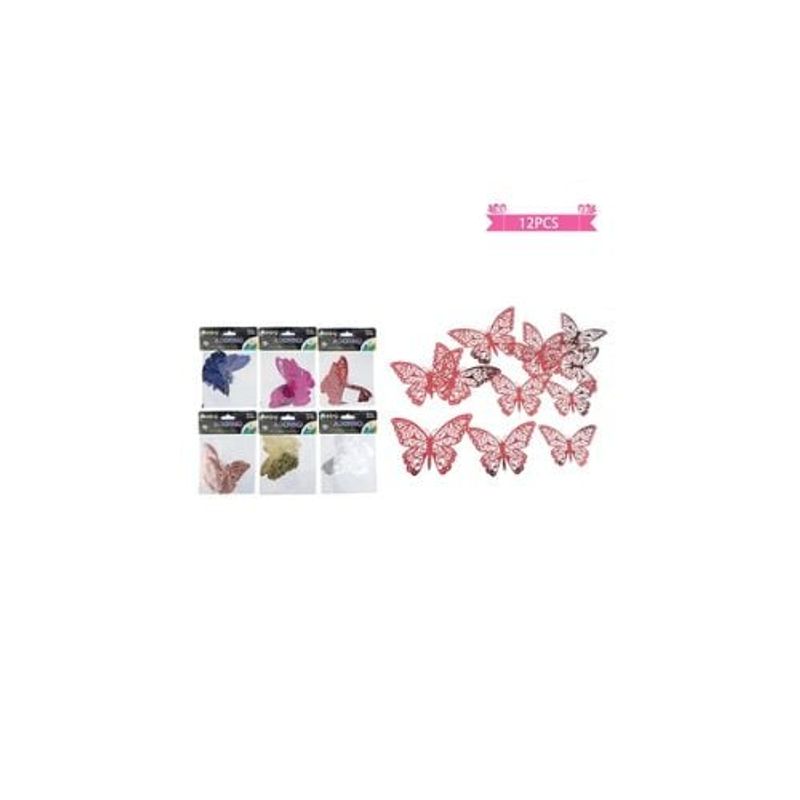 GENERICO - Adorno Decorativo Mariposa Color Aleatorio 12pcs