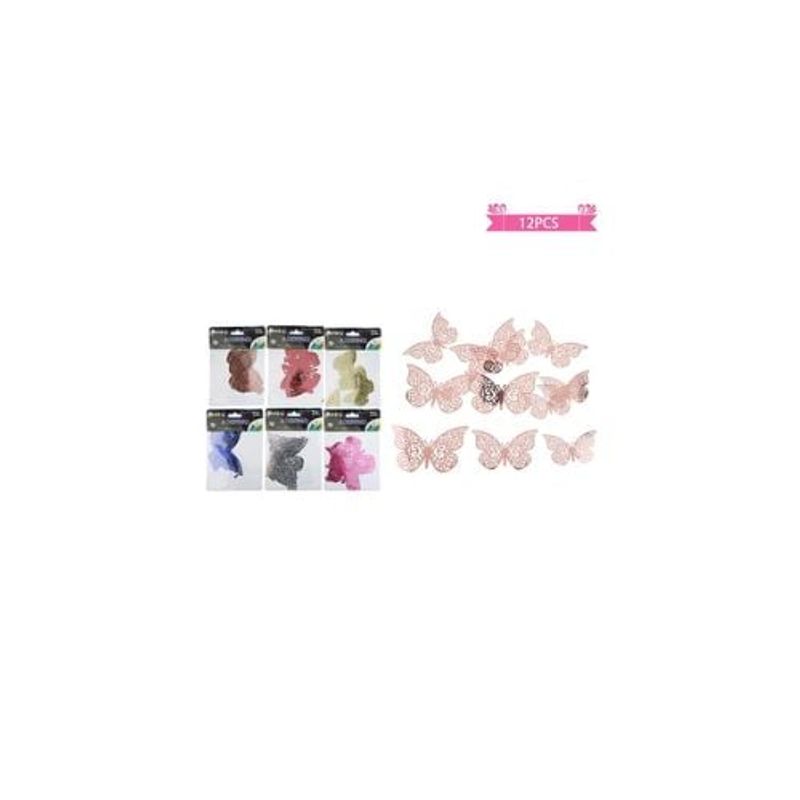 GENERICO - Adorno Decorativo Mariposa Color Aleatorio 12pcs