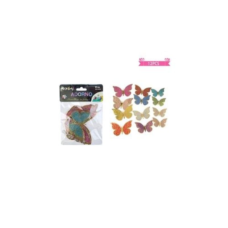 GENERICO - Adorno Decorativo Mariposa Color Aleatorio 12pcs