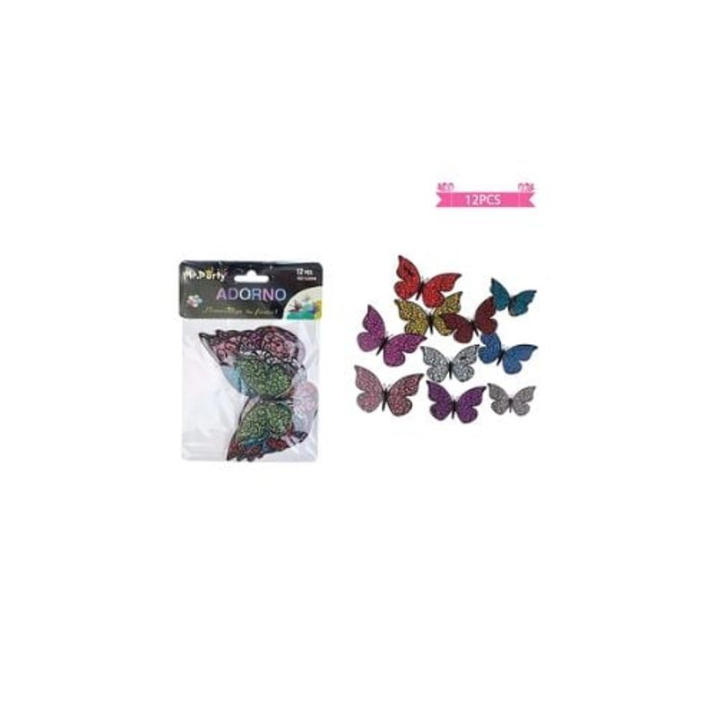 GENERICO - Adorno Decorativo Mariposa Color Aleatorio 12pcs