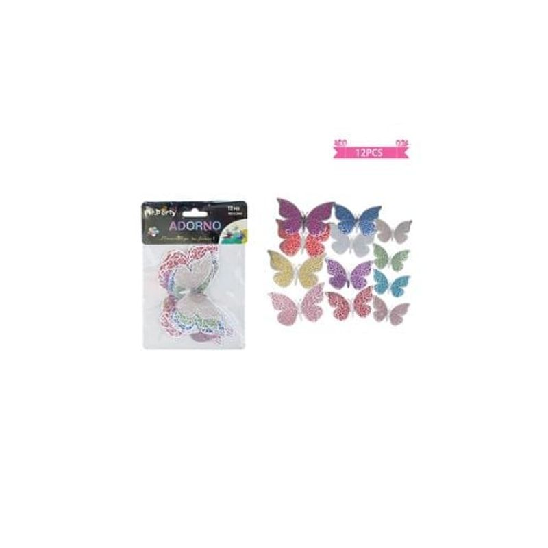 GENERICO - Adorno Decorativo Mariposa Color Aleatorio 12pcs