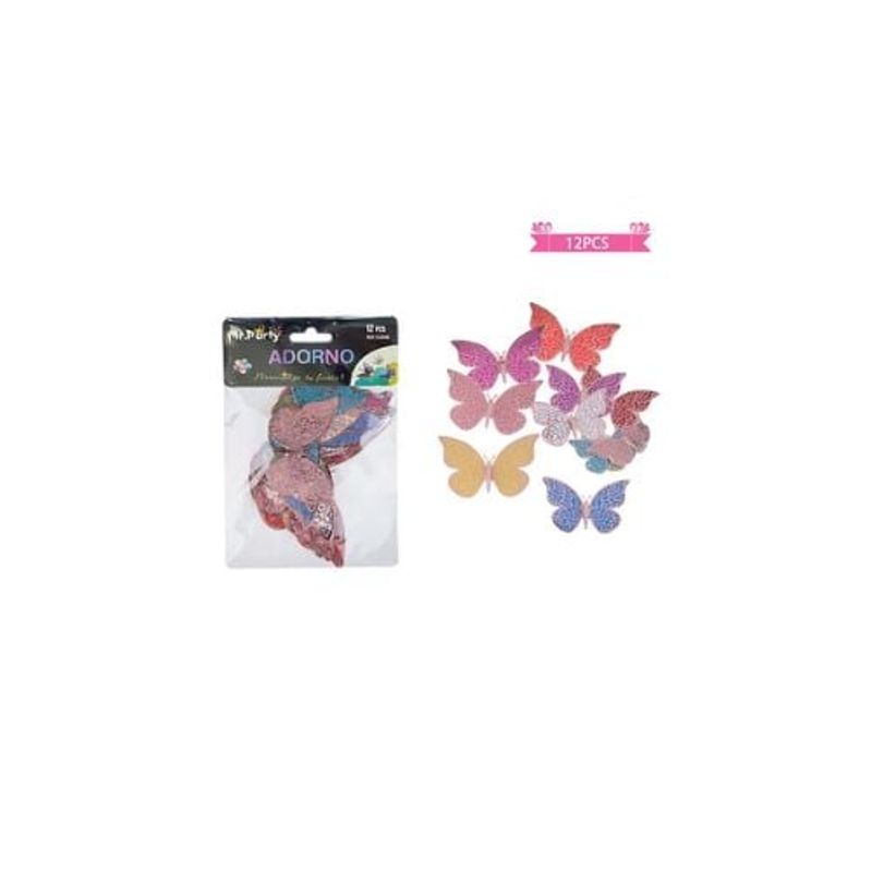 GENERICO - Adorno Decorativo Mariposa Color Aleatorio 12pcs