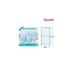 GENERICO - Soporte De Globo Rejilla Cuadrado Azul 30x60cm