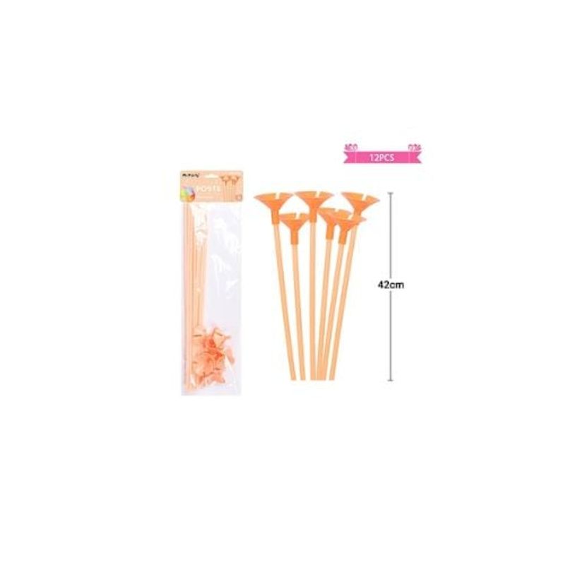 GENERICO - Varillas Para Globos Color Pastel Naranja 42cm 12pcs