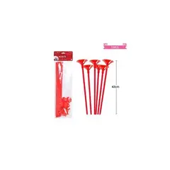 GENERICO - Varillas Para Globos Color Rojo 42cm 12pcs