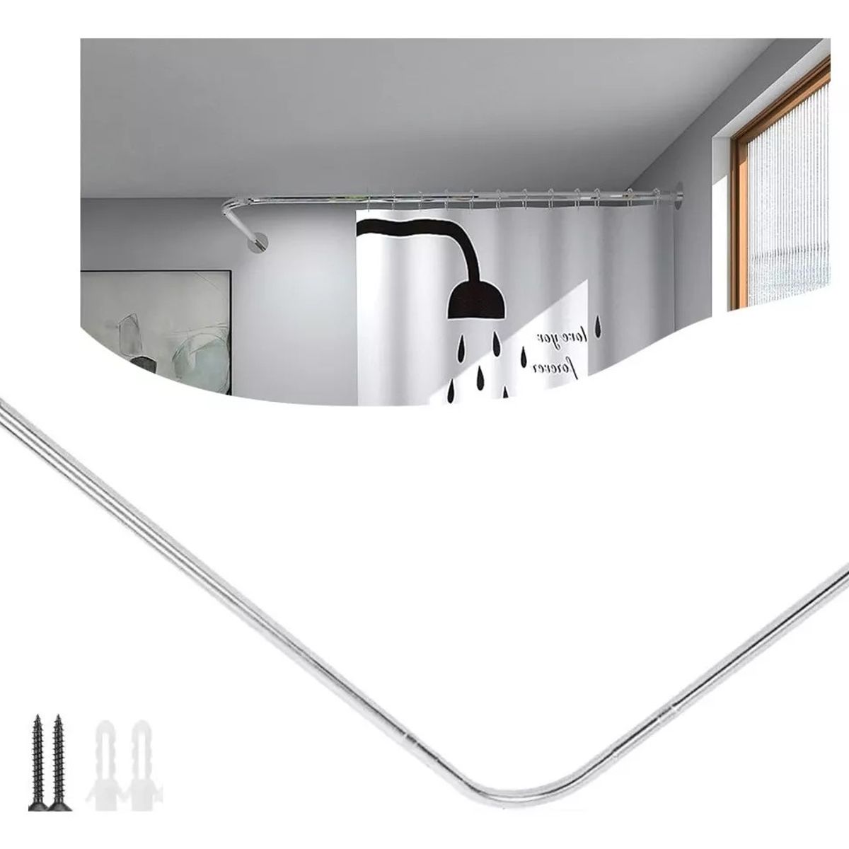 KUANGYE - Barra Extensible Cortina Ducha Acero Inoxidable 100-160cm