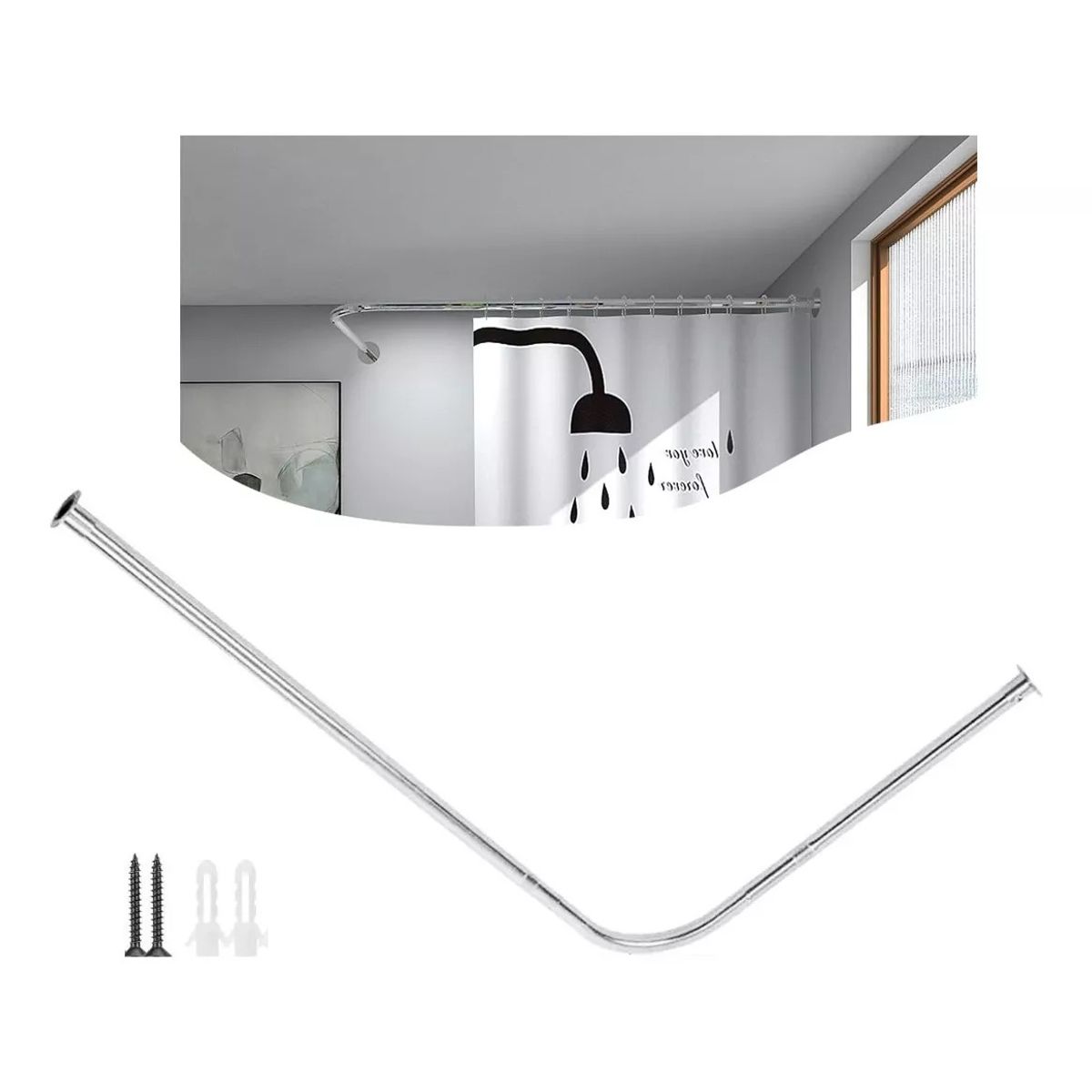 KUANGYE - Barra Extensible Cortina Ducha Acero Inoxidable 100-160cm