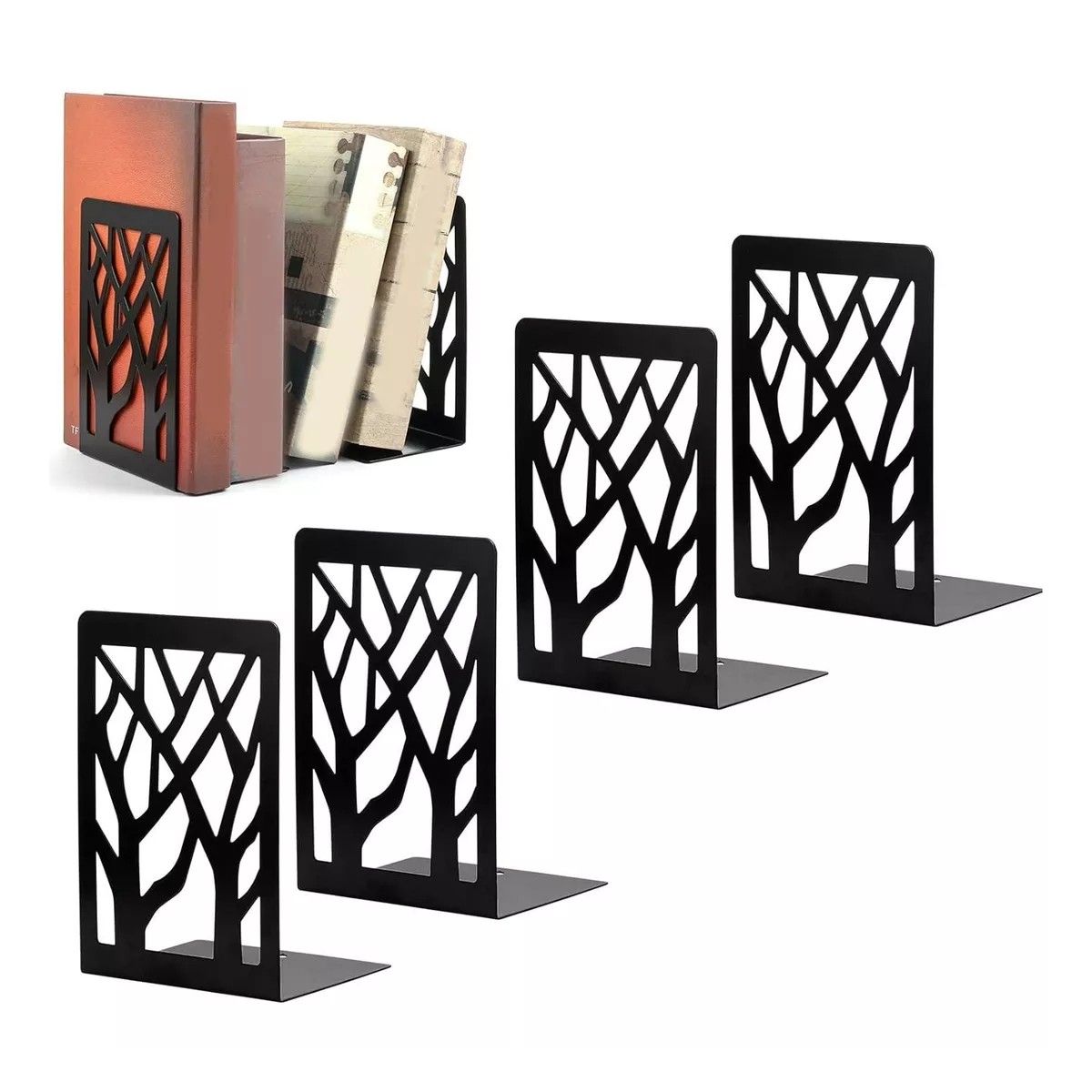 KUANGYE - Soporte Para Sujetalibros 2 Pares De Soportes Para Libros