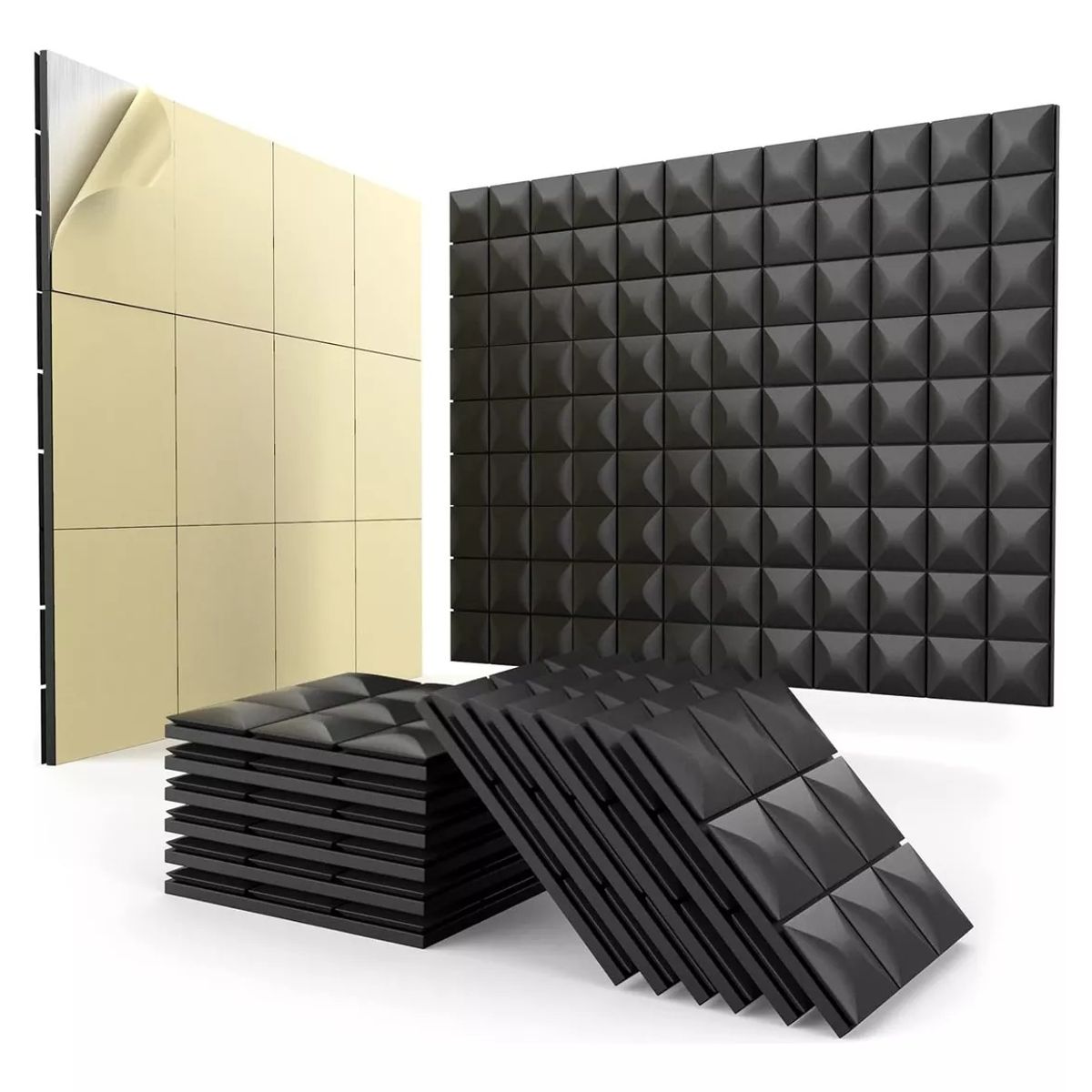 KUANGYE - 12× Espuma Panel Acústico Forma Rombo Auto-adhesivo