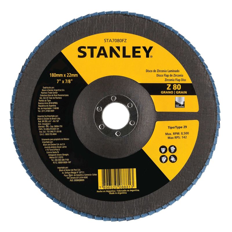 STANLEY - Disco Flap de Zirconio 7” grano 80 STANLEY STA7080FZ-BR