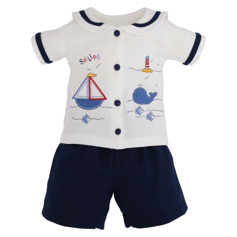 ENCANTO - Short Y Polera Bebé Niño Algodón Blanco Alegría