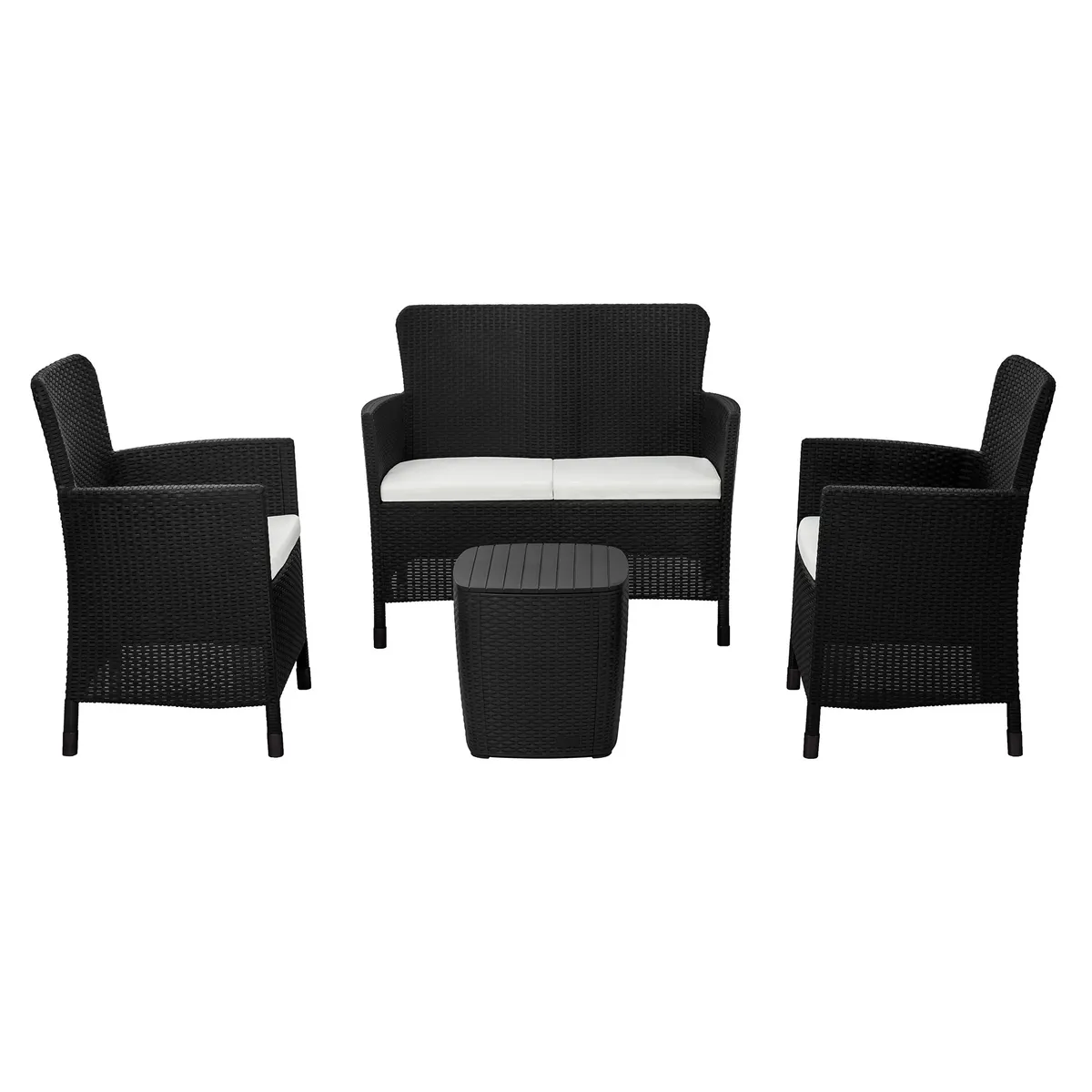 QRUBBER - Juego Terraza Capri Comfort Café tipo Rattán MQ QRubber