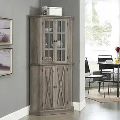 MSA MUEBLES SANTA ANA - Vitrina Esquinero Stone Grey