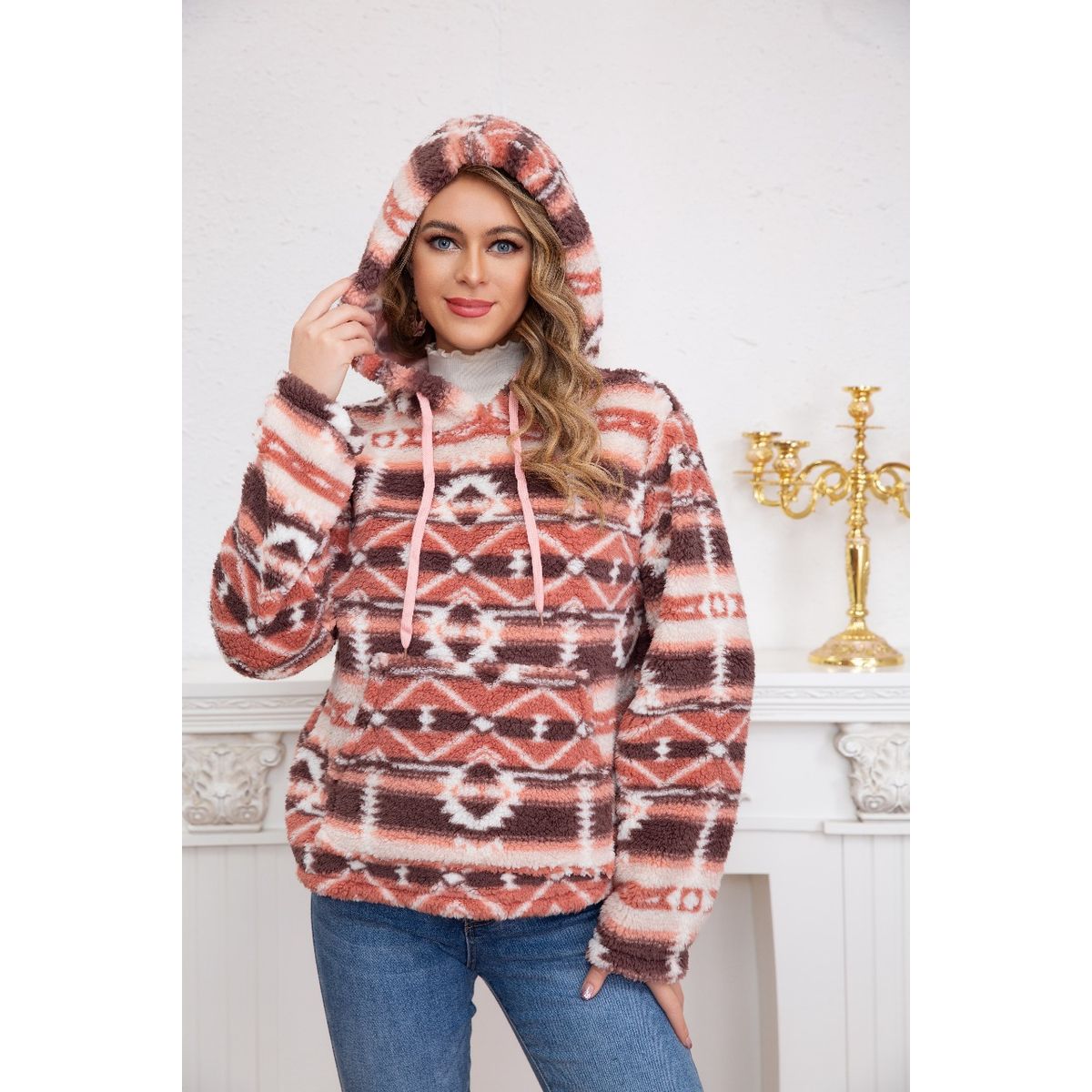 LIKE SHOP - Polerón Polar Étnico Invierno Mujer Diseños Colores 6077