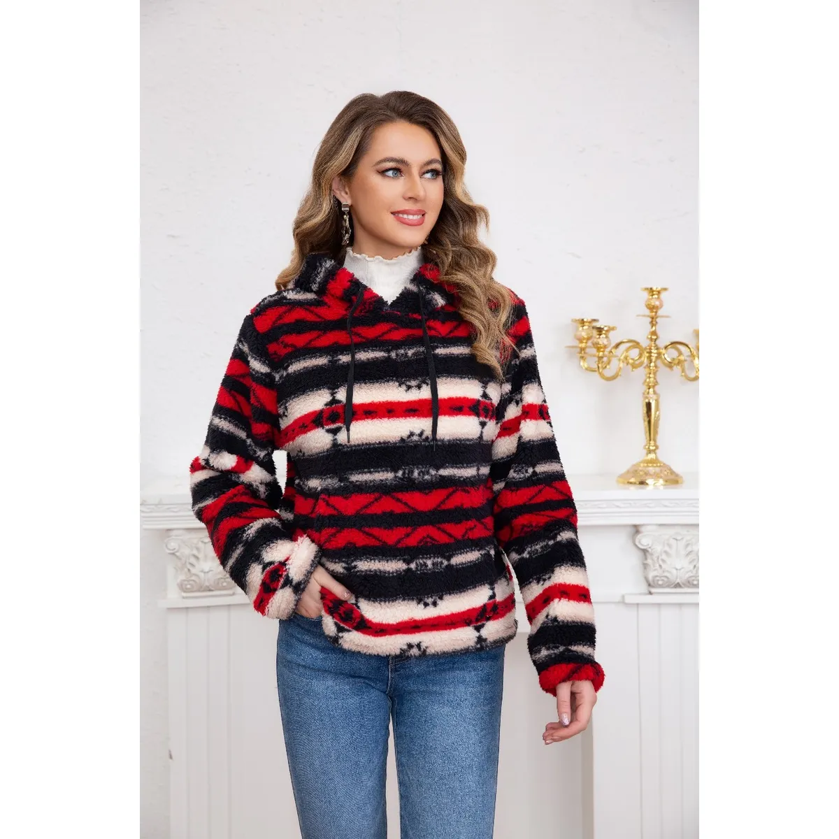 LIKE SHOP - Polerón Polar Étnico Invierno Mujer Diseños Colores 6077