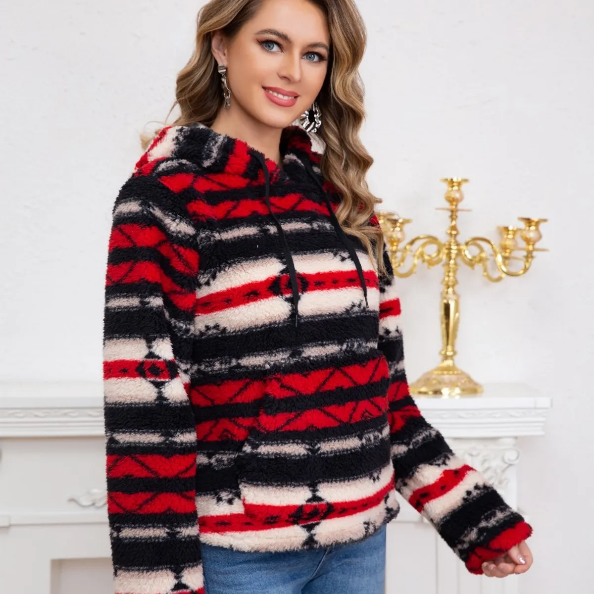 LIKE SHOP - Polerón Polar Étnico Invierno Mujer Diseños Colores 6077