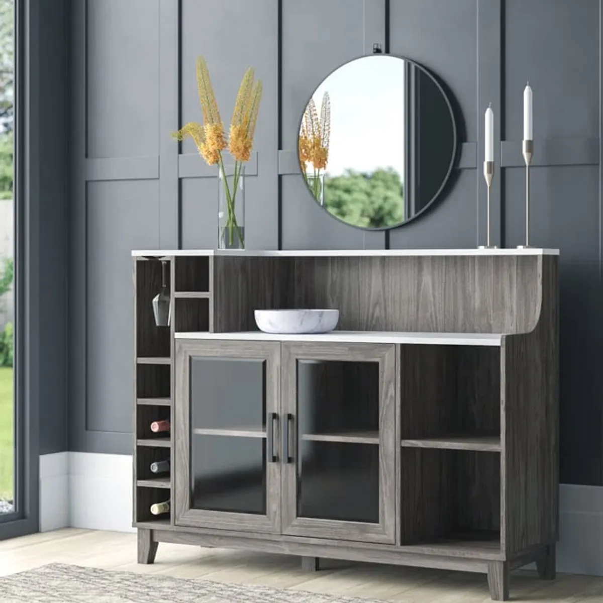 MSA MUEBLES SANTA ANA - Buffet Bar Stone Grey