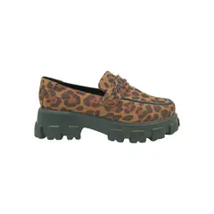 PAND G - Mocasín Café Print Plataforma Mujer