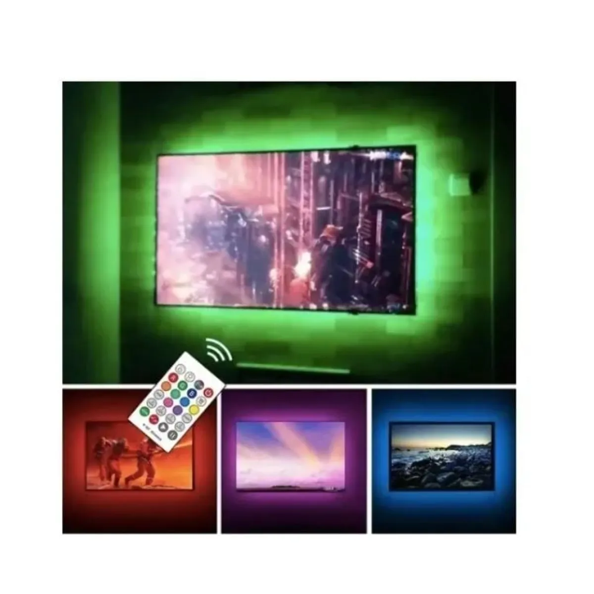 GENERICO - Cinta Tira Led Rgb Tv Usb Tiras Led 3 Metros  Incluye Control Remoto