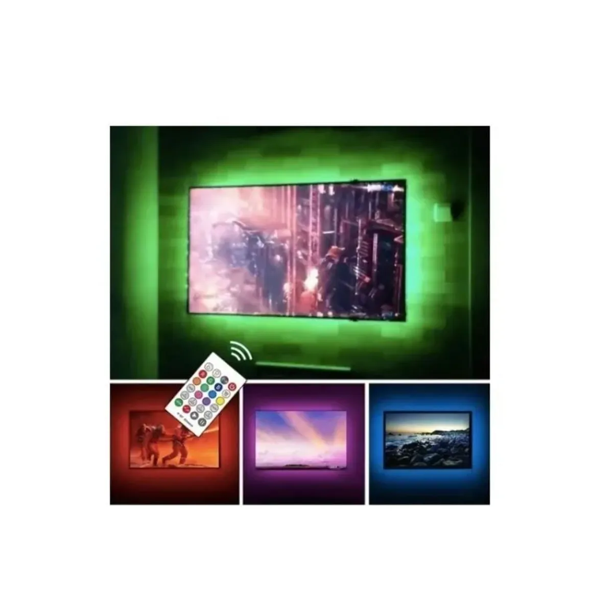 GENERICO - Cinta Tira Led Rgb Tv Usb Tiras Led 3 Metros  Incluye Control Remoto