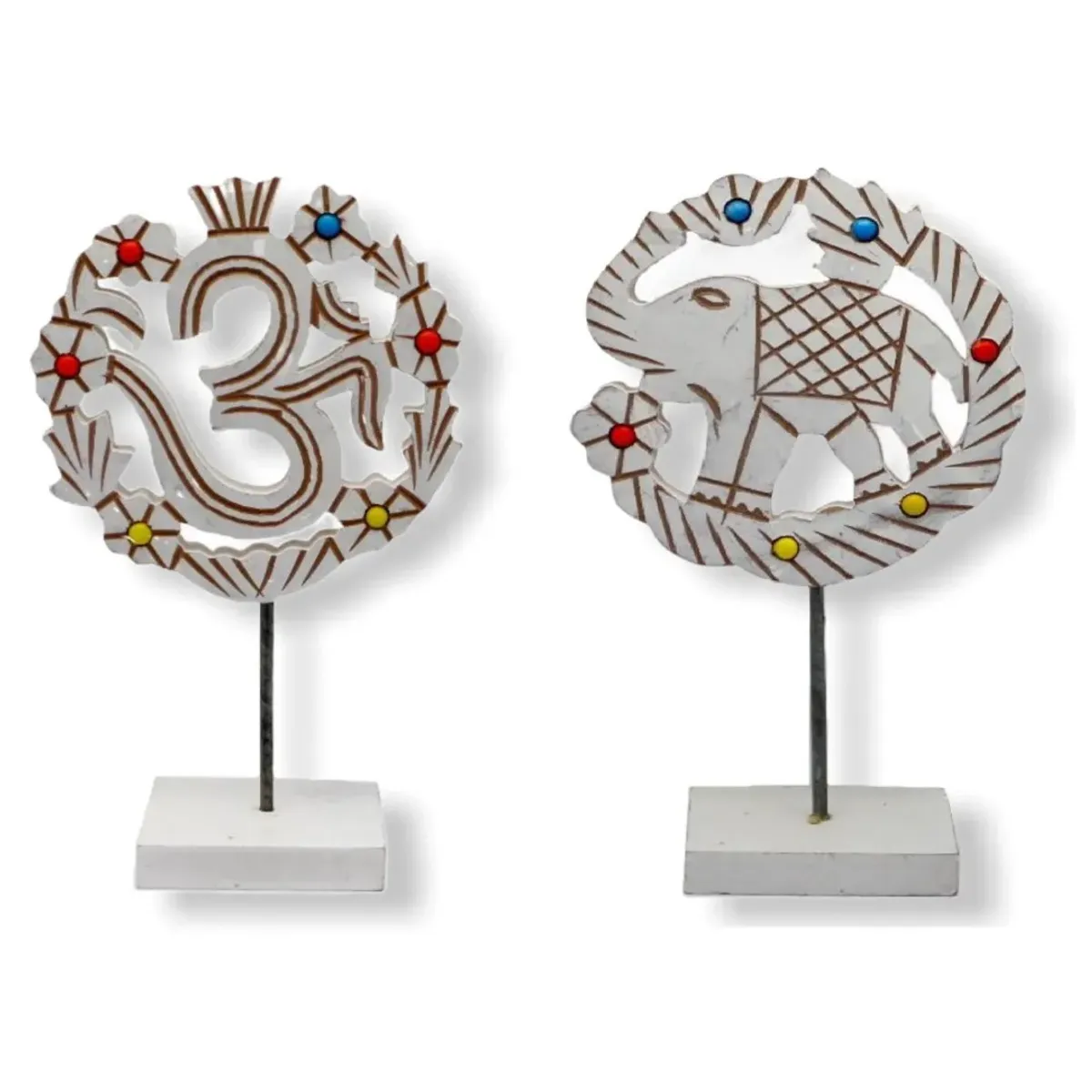 GENERICO - Figura Estatua Elefante Y Om De La Suerte En Pedestal