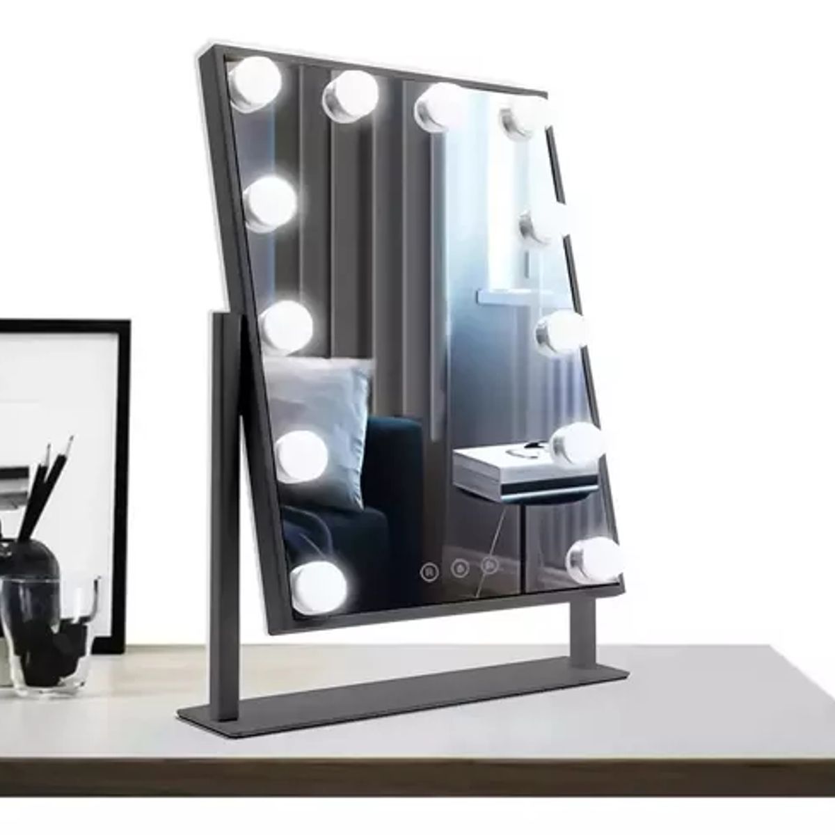 GENERICO - Espejo Maquillaje Tocador Profesional Led 12 Luces Usb 360°