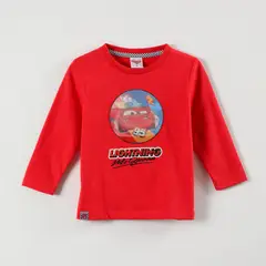 DISNEY - Polera Manga Larga Niño Cars Lightning Rojo Cars