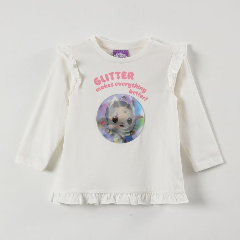 LA CASA DE GABBY - Polera Manga Larga Niña Glitter Makes Beige Gabby Doll House